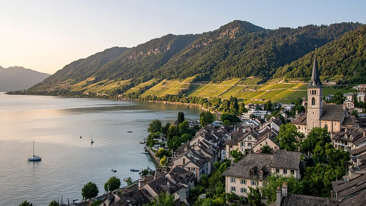 Le lac de Bienne au pied du Jura et des vignobles