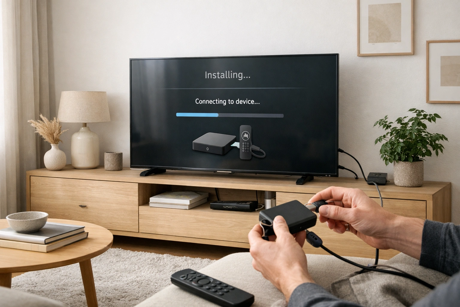 Écran de sélection de l’appareil pour démarrer une iptv installation suisse