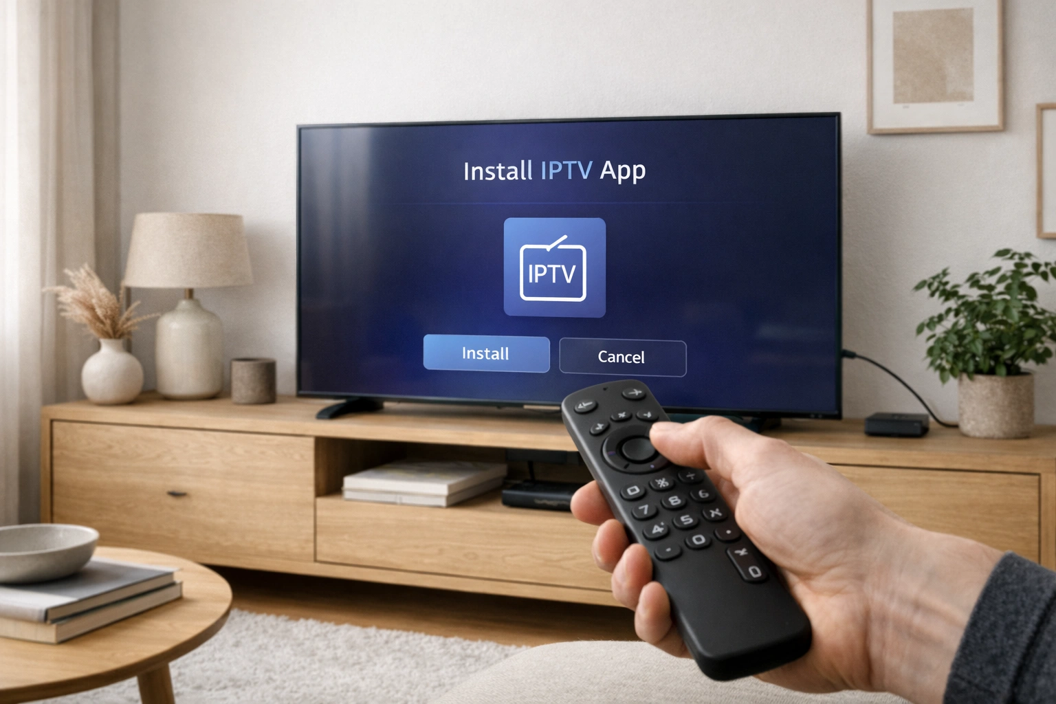Écran d’accueil IPTV avec bouton pour ajouter un nouvel utilisateur
